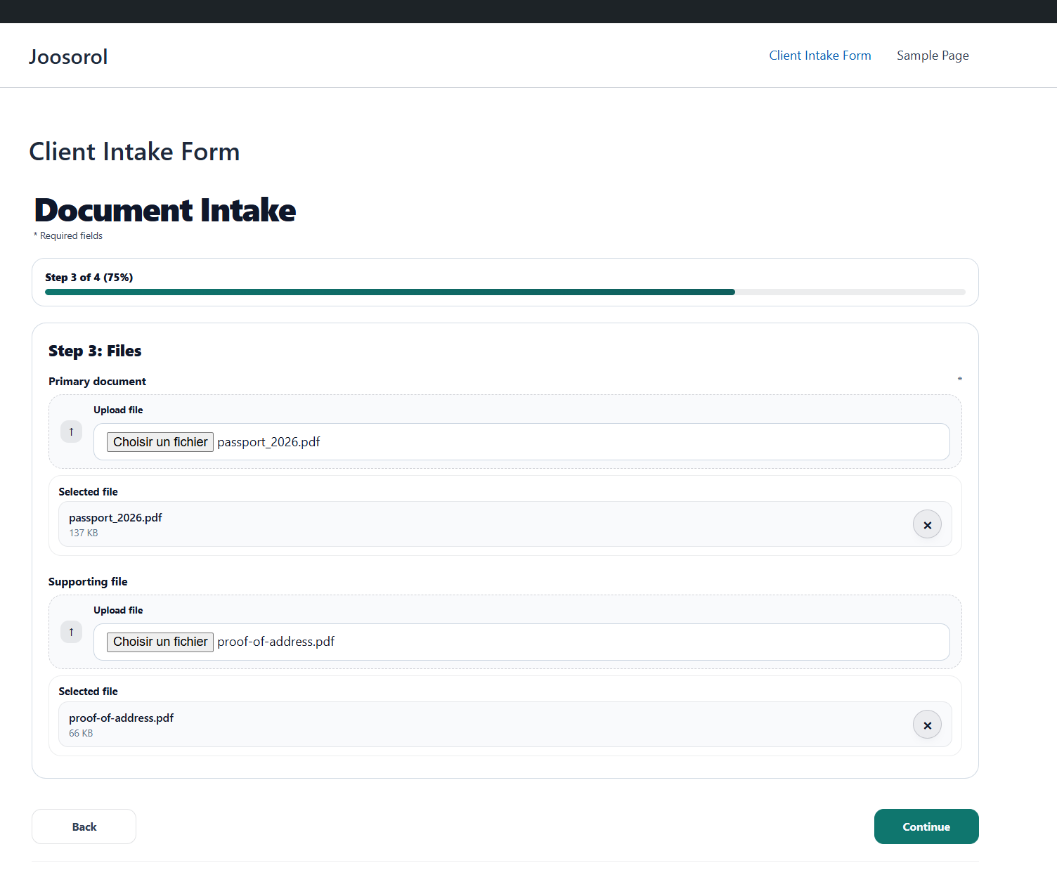 Guided upload workflow in IntakeFlow